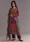Purple Wine Floral Chinon Kurta Set With Gotta Lace Dupatta