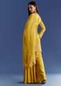 Ivory Silk Kurta Set With appliqua Organza Dupatta