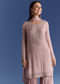 Lavender Chinon Kurta Set With Moti And Cutdana Dupatta