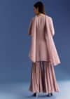 Lavender Chinon Kurta Set With Moti And Cutdana Dupatta