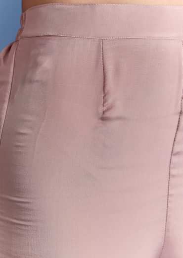 Lavender Chinon Kurta Set With Moti And Cutdana Dupatta
