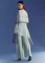 Mint Green Chinon Kurta Set With Beads And Ombre Dupatta