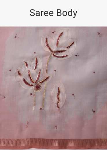 Maroon Shaded Organza Silk Saree with Unstitched Blouse