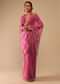 Fuchsia Pink Saree In Organza With Lehariya Print And Hand Embroidered Border With Beads And Sequins Work