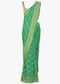 Shaded Green georgette saree with weaved work in stripes and floral butti only on Kalki