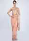 Peach Saree In Net With Floral Embroidered Buttis And Border Online - Kalki Fashion
