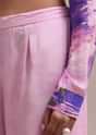 Shell Worked Pastel Purple Linen Summer Co-ord Set With Abstract Floral Prints