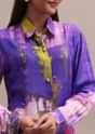 Shell Worked Pastel Purple Linen Summer Co-ord Set With Abstract Floral Prints