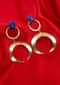 Shiny gold coated party wear earring with navy blue stone only on kalki