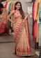 Beige And Red Saree With Ikkat Weaved Patola Pattern Online - Kalki Fashion