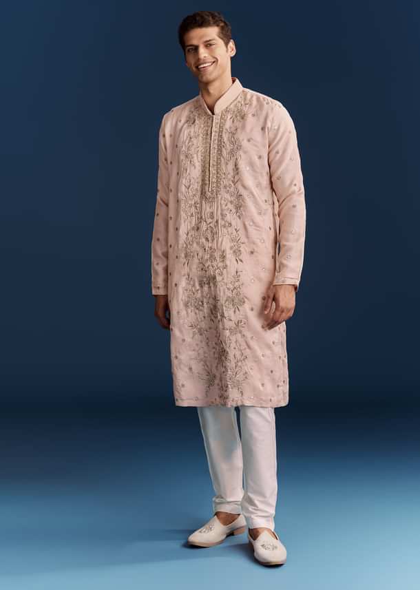 Silk Kurta Set With Resham Thread And Sequins
