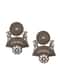 Silver And White Oxidized Stud Earrings In Mix Metal