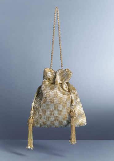 Silver-Gold Metallic Tassel Potli