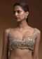 Silver Heavily Hand Embellished Crop Top With Cut Dana And Salli Work