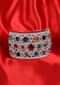 Silver plated diamond studded kada adorn with navratna stones only on Kalki