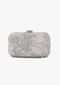 Silver Rounded Box Clutch With Embroidered Net Adorned In Sequins, Cut Dana And Zari In Floral Design  Online - Kalki Fashion