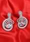 Silver Stone Studded Cut Out Dangler In Abstract Motif Online - Kalki Fashion