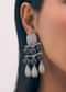 Silver And Black Finish Diamond Dangler Earrings In Mix Metal