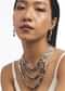 Silver And Black Stone Studded Layered Necklace Set