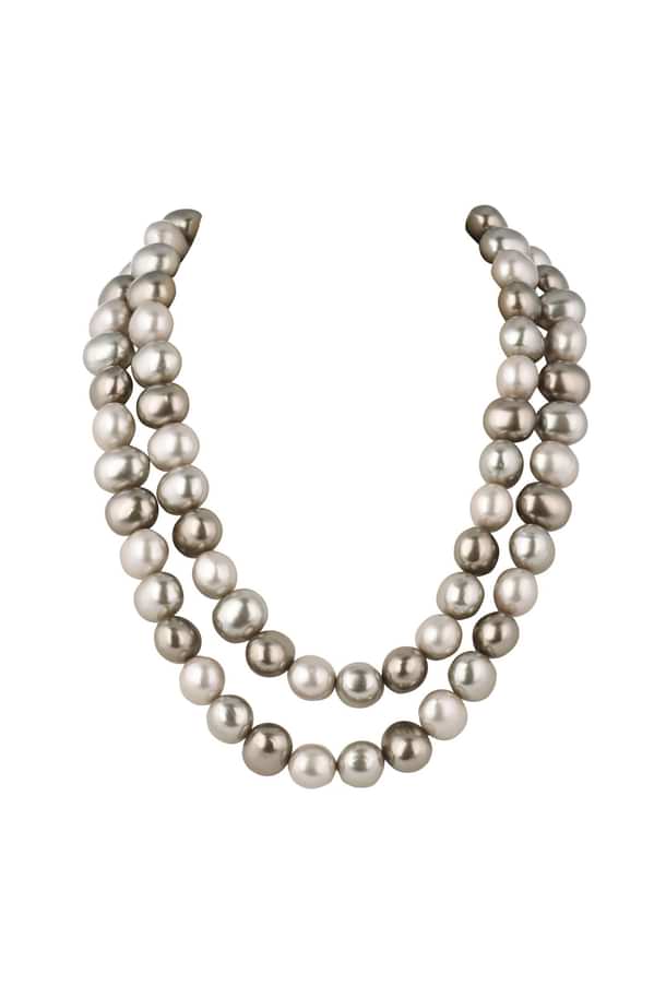 Silver And Grey Toned Mother Of Pearls Mala Silver And Grey Toned Mother Of Pearls Mala