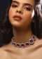 Silver And Pink Swarovski Studded Necklace In Round Motifs With A Dome Design