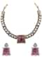 Silver And Pink Kundan Necklace Set With Stones