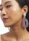 Silver And Purple Embellished Statement Drop Earrings