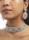 Silver Choker And Earrings Set With Green Accents