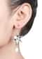 Silver Earrings In Floral Motif With White Beads And Dangling Pearl Made In Sterling Silver By Sangeeta Boochra