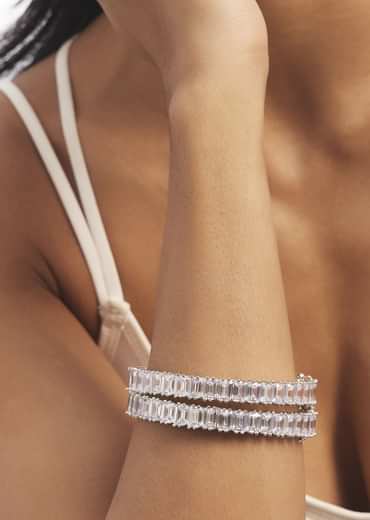 Silver Embellished Cuff Bangles Set