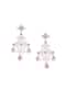 Silver Finish Layered Long Necklace Set with Ruby Drops