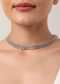 Silver Finish Necklace Set With Zircon Stones