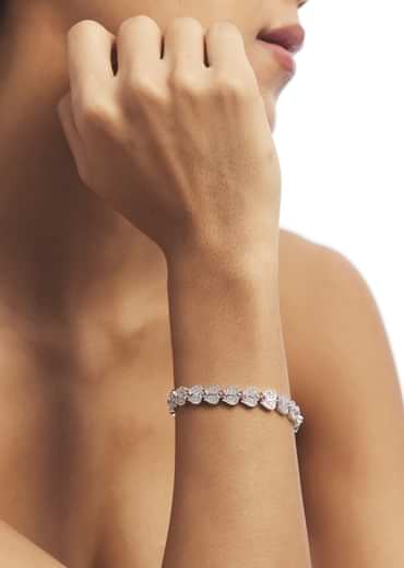 Silver Floral Zircon Bracelet