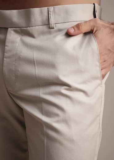 Silver Jodhpuri Suit With Mandarin Collar