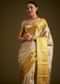 Silver Kanjivaram Silk Saree With Gold Contrast Border And Pallu