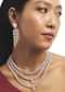 Silver Multi Layered Necklace And Drop Earrings Set