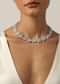 Silver Necklace Set With Zirconia And Floral Motifs