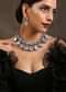 Silver Necklace With Kundan Polki In A Contemporary Design Along With Zirconia Stones
