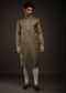 Silver Sage Kurta In Satin Silk With 3D Printed Buttis