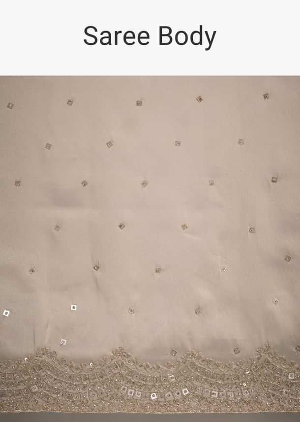 Silver Tissue Saree With Embroidered Border Silver Tissue Saree With Embroidered Border