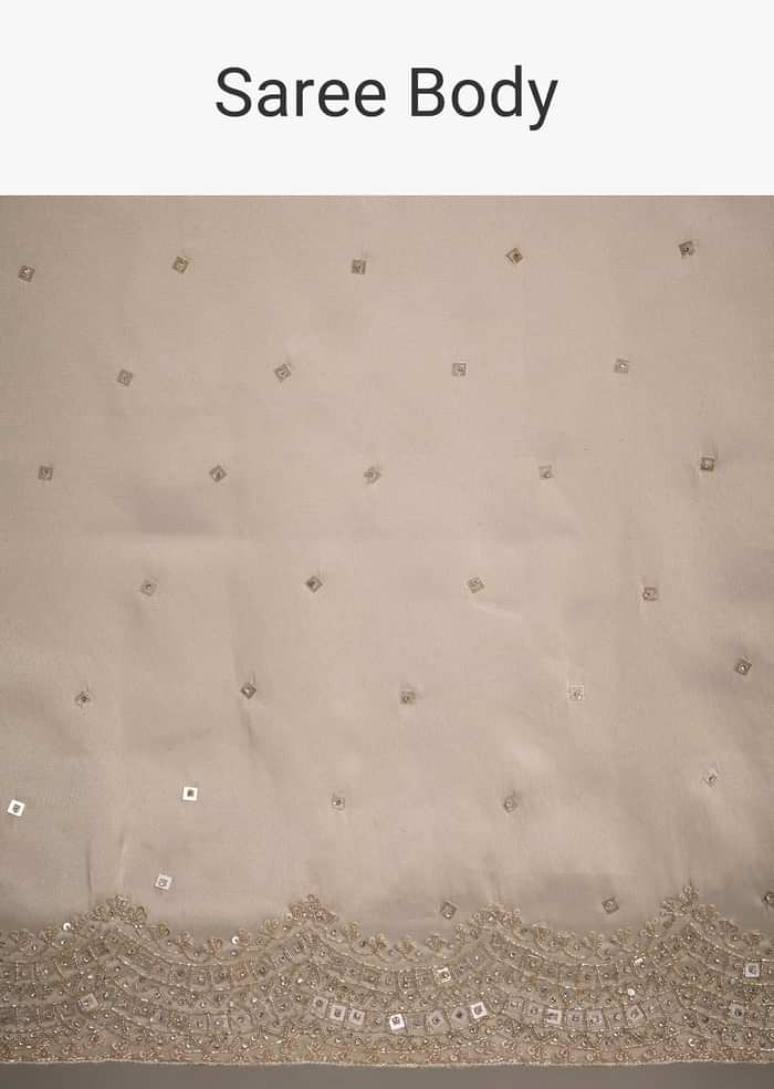 Silver Tissue Saree With Embroidered Border