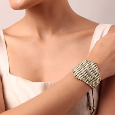 Silver Tone Bangle With Kundan Stones