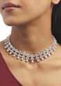 Silver Zircon Droplet Choker Set