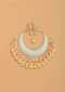 Sky Blue And Gold Plated Chandbalis With Pale Wheat Crystals And Dangling Pearls Online - Kalki Fashion