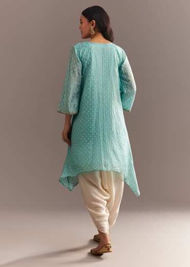 Sky Blue Bandhani Embroidered Kurta Dhoti