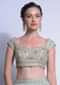 Sky Blue Crop Top With Zardosi And French Knots Embroidered Floral Jaal