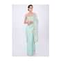 Sky blue linen saree in floral jaal embroidery only on kalki