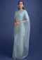 Sky Blue Saree Embellished With Sequins, Cut Dana, Beads And Stones Online - Kalki Fashion