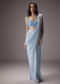 Sky Blue Shimmer Saree Paired With A Sweetheart Velvet Blouse