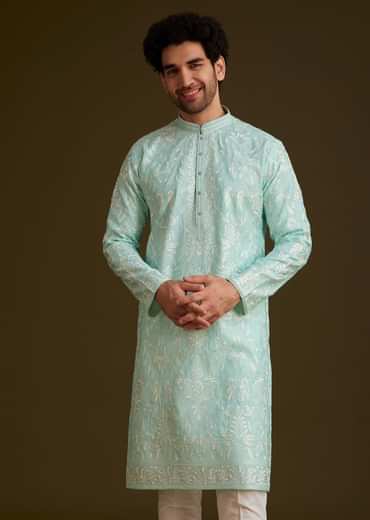 Sky Blue Embroidered Kurta Set